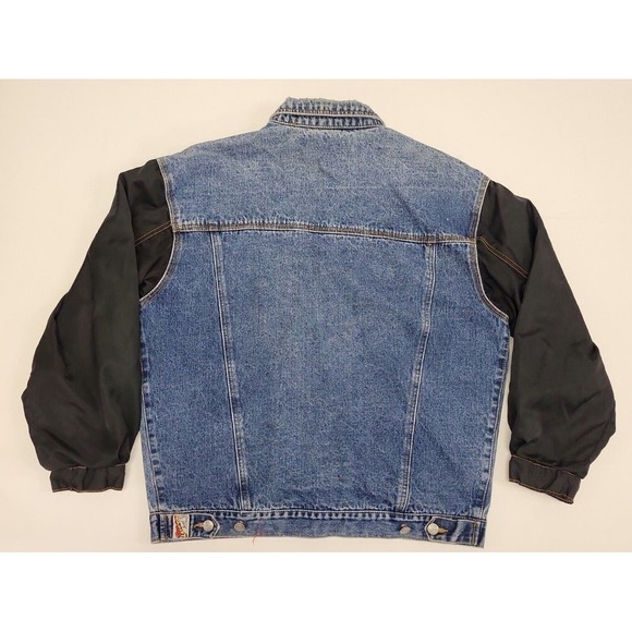 Vtg Indiana Jones Men's Size M Denim Nylon Sleeve Bebo Beverly Hills Jean Jacket - Picture 2 of 9